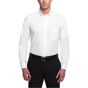 Mens Sz Large (16 34/35) White Wrinkle Free Button Up Oxford Shirt VAN HEUSEN